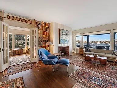 built in bookshelves inside the living room